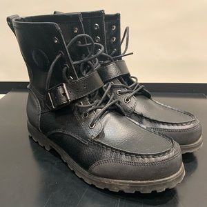 Polo black combat style boots. Size 9 USA.